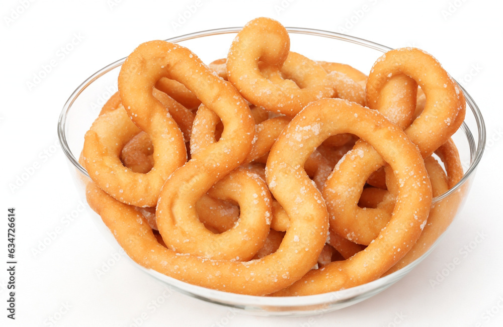 Salted pretzels in bowl isolated on transparent or white background Salted pretzels in bowl isolated on transparent or white background