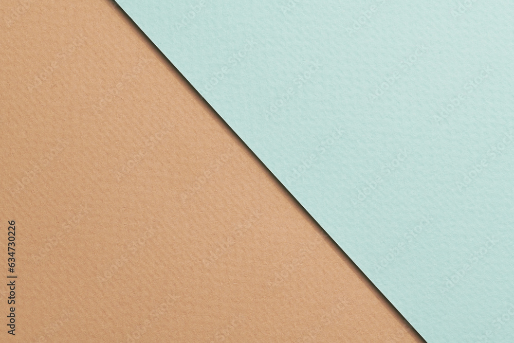 Rough kraft paper background, paper texture beige blue colors. Mockup with copy space for text.
