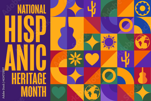 National Hispanic Heritage Month. Holiday concept. Template for background, banner, card, poster with text inscription. Vector EPS10 illustration.