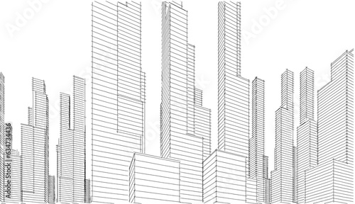 Abstract city sketch 3d rendering