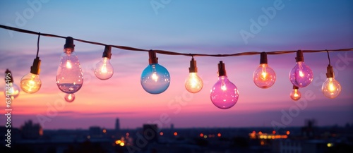 Colorful light bulb garland
