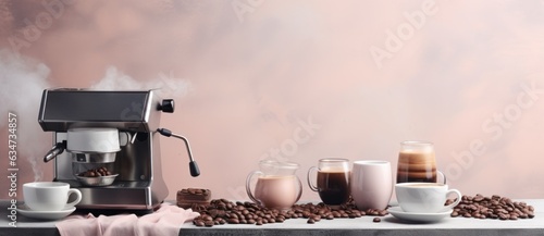 Coffee machine with coffee background