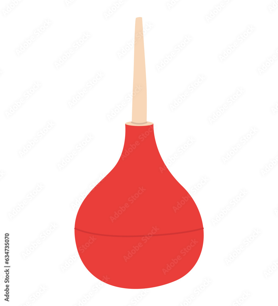 Flat vector illustration of an enema. Medical pear with a plastic tip isolated on a white background. Flat vector illustration of an enema. Medical pear with a plastic tip isolated on a white background.