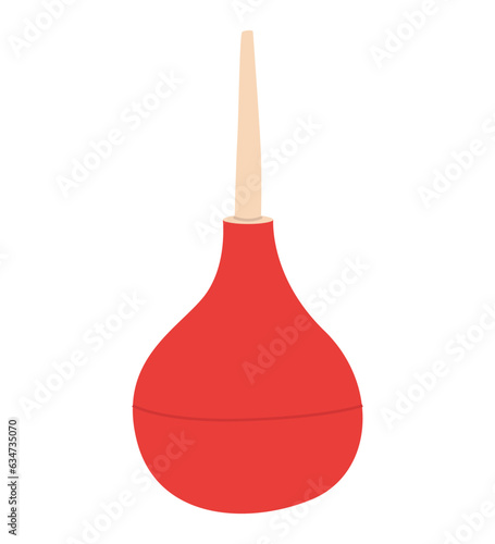 Flat vector illustration of an enema. Medical pear with a plastic tip isolated on a white background.