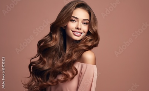 Beauty woman with long wavy hair