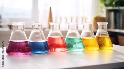 Chemical glasses with colorful water
