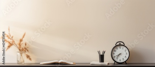 Minimalist background with alarm clock