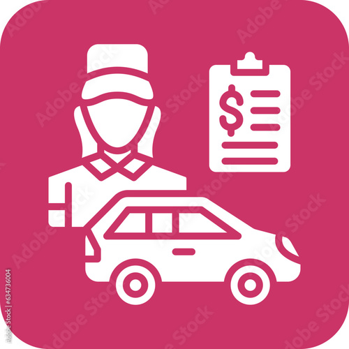 Vector Design Car Saleswoman Icon Style