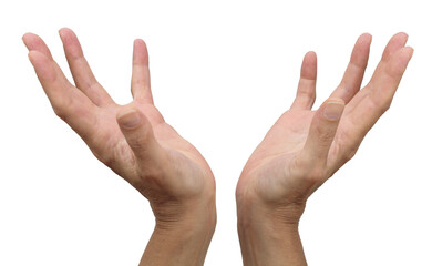 Sending out healing vibes to help raise your life force vibration - faith healer with cupped open hands transparent png file
