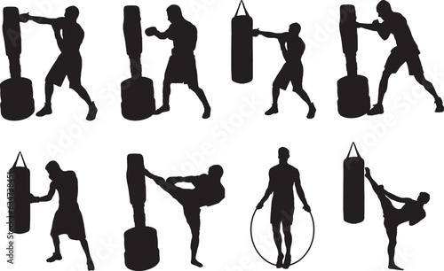 Boxing Training Vector Silhouette Pack