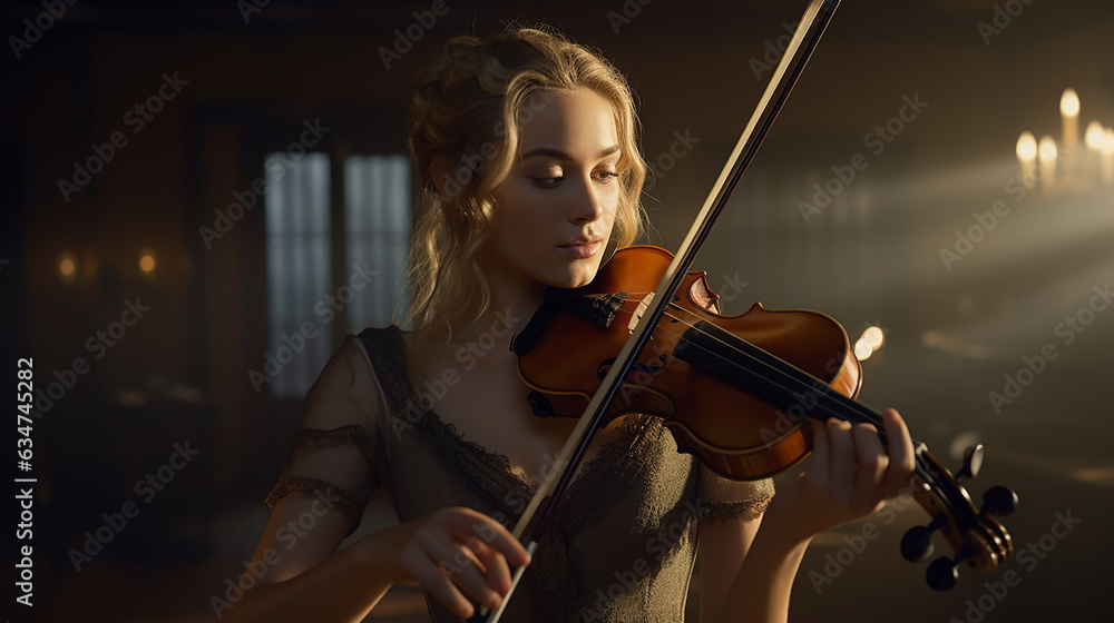 Fototapeta premium bela jovem tocando violino
