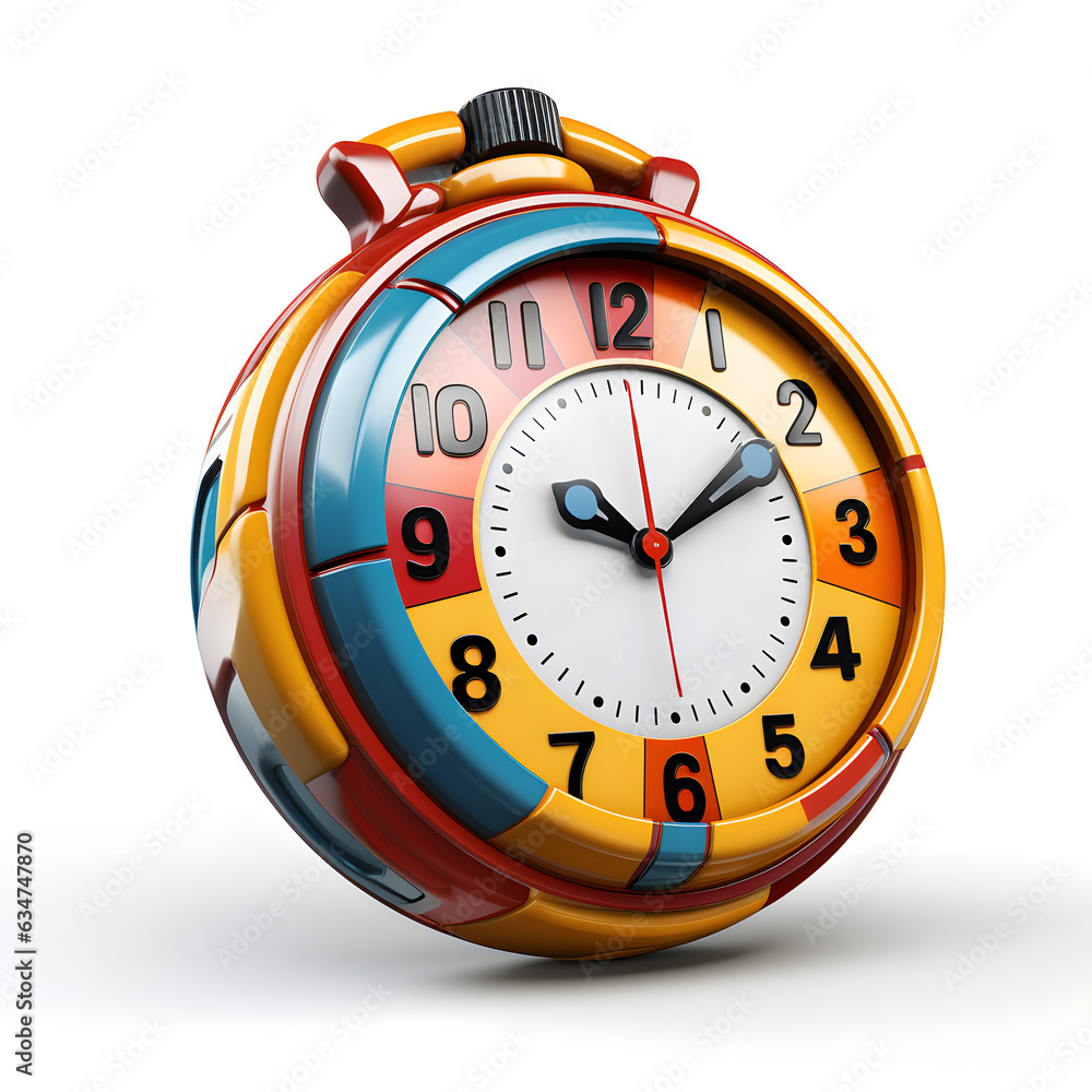 3D Stopwatch in Cute Cartoon style. Isolated on a white background ...