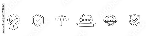 Warranty icon set, guarantee line icons