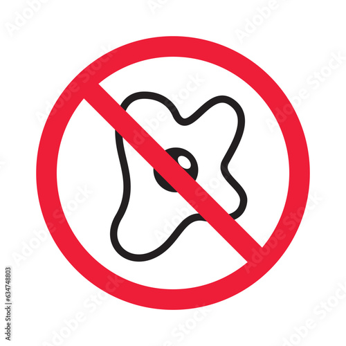 Forbidden fried egg vector icon. Warning, caution, attention, restriction, label, ban, danger. No eggs flat sign design pictogram symbol. No egg icon