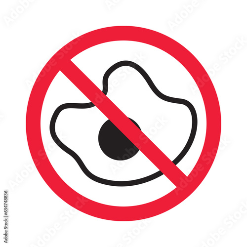 Forbidden fried egg vector icon. Warning, caution, attention, restriction, label, ban, danger. No eggs flat sign design pictogram symbol. No egg icon