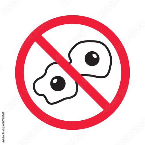 Forbidden fried egg vector icon. Warning, caution, attention, restriction, label, ban, danger. No eggs flat sign design pictogram symbol. No egg icon