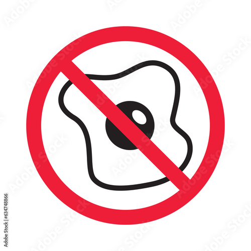 Forbidden fried egg vector icon. Warning, caution, attention, restriction, label, ban, danger. No eggs flat sign design pictogram symbol. No egg icon