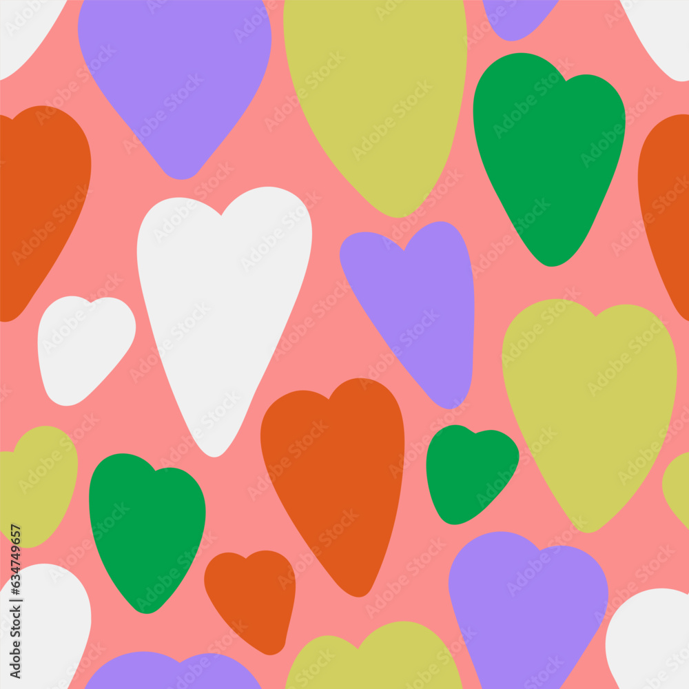 Abstract shapes modern pattern. Hand drawn vector illustration. Trendy hearts illustration seamless pattern design Abstract shapes modern pattern. Hand drawn vector illustration. Trendy hearts illustration seamless pattern design