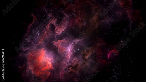 Colorful dark galaxy nebulae and stars in space. Alien mystical shining nebula in shiny starry night. artistic concept 3D illustration backdrop for space exploration and science fiction.