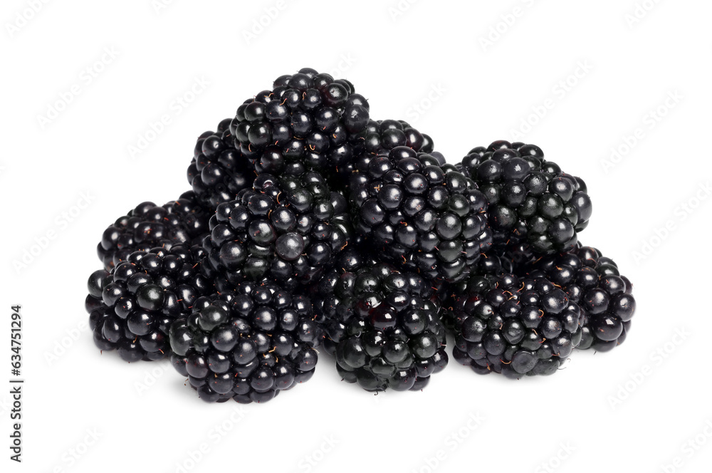Pile of ripe blackberries isolated on white Pile of ripe blackberries isolated on white