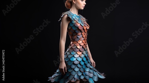 Beautiful modern evening dress with a nautical theme. AI generation
