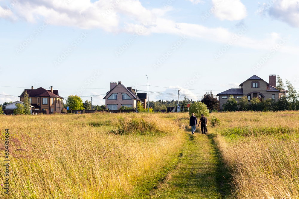 Fototapeta premium Landscape shot of the field in the village. Outdoors