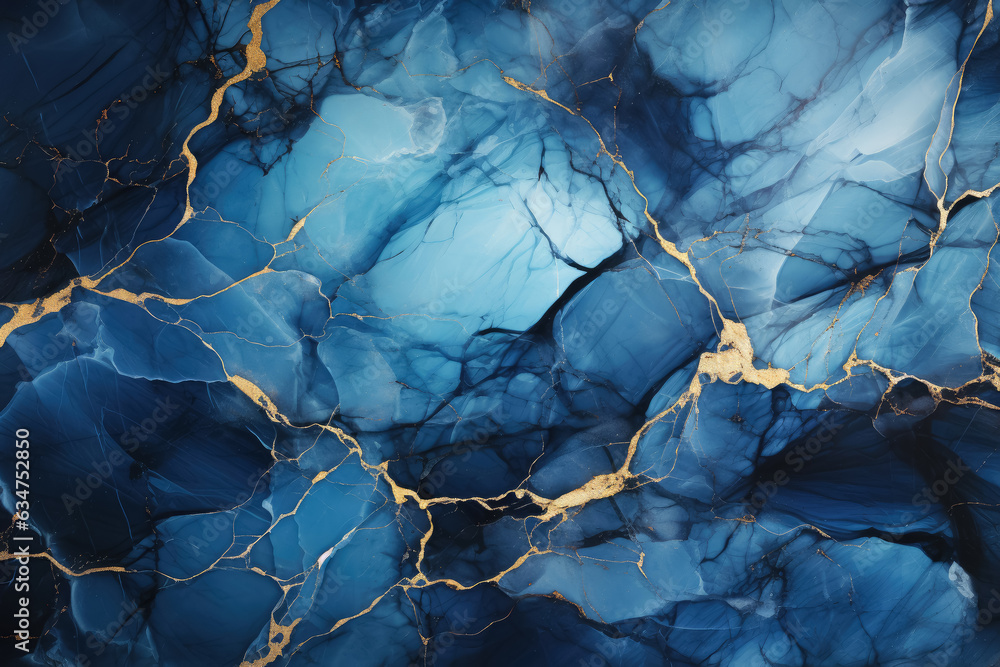 Abstract marble wallpaper background , luxury marble texture gold and blue tone , Created with Generative Ai Technology