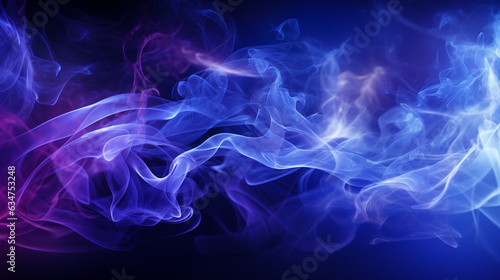 blue and purple glows with smoke and particles. Design for poster, cover, wallpaper, web, banner