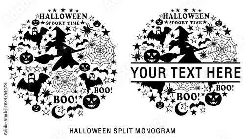 Halloween Split Monogram vector Design  Halloween monogram vector designs
