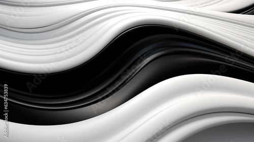 Abstract White and black color wave line fractal background 3d Rendering