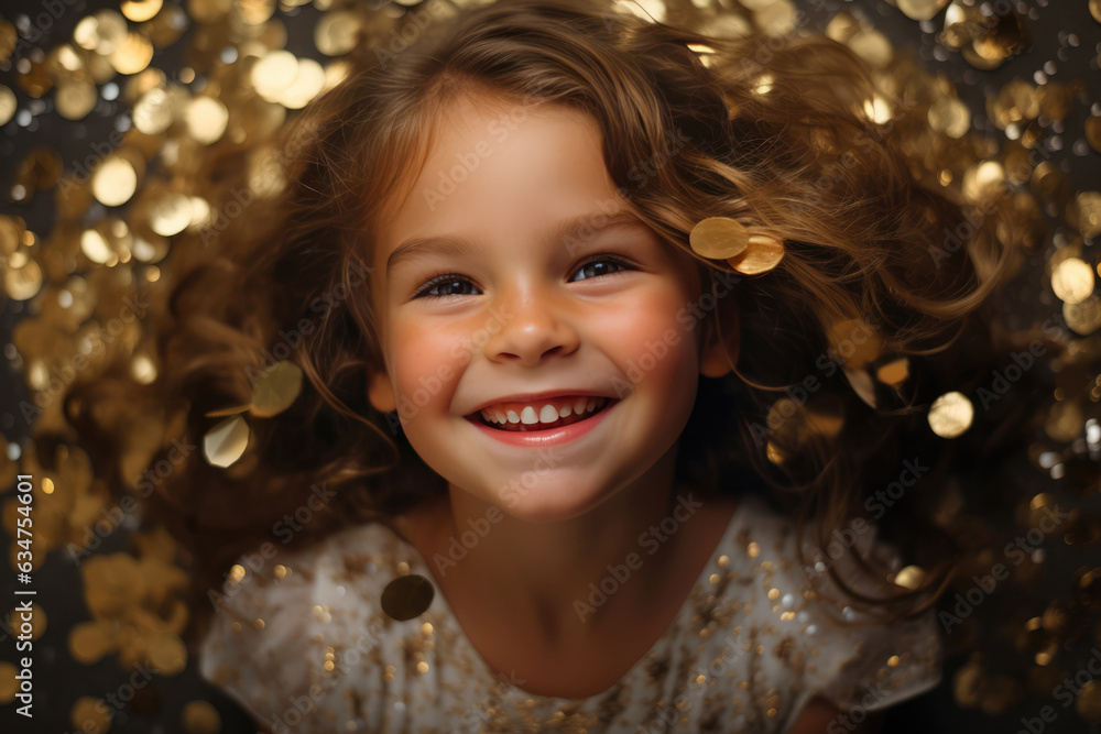Beautiful Happy Child Tosses Up Sequins On Silver Background. Dazzling Childhood Moments, Sequins In Motion, Sweet Joyful Expression, Silver Sparkle, Childens Magic, Unforgettable Memories Beautiful Happy Child Tosses Up Sequins On Silver Background. Dazzling Childhood Moments, Sequins In Motion, Sweet Joyful Expression, Silver Sparkle, Childens Magic, Unforgettable Memories