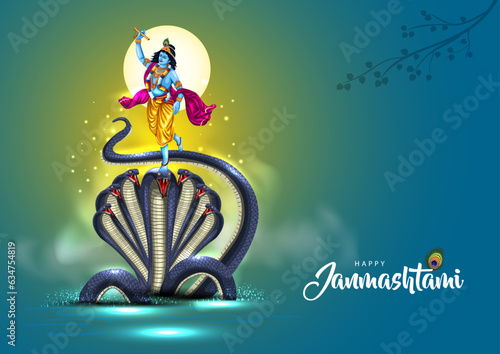 indiandahi handi festival of happy shree krishna janmashtami. vector illustration design photo