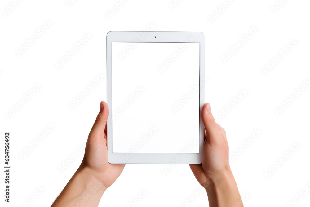 People Hand holding an iPad or Android pad tablet mockup white background PNG People Hand holding an iPad or Android pad tablet mockup white background PNG