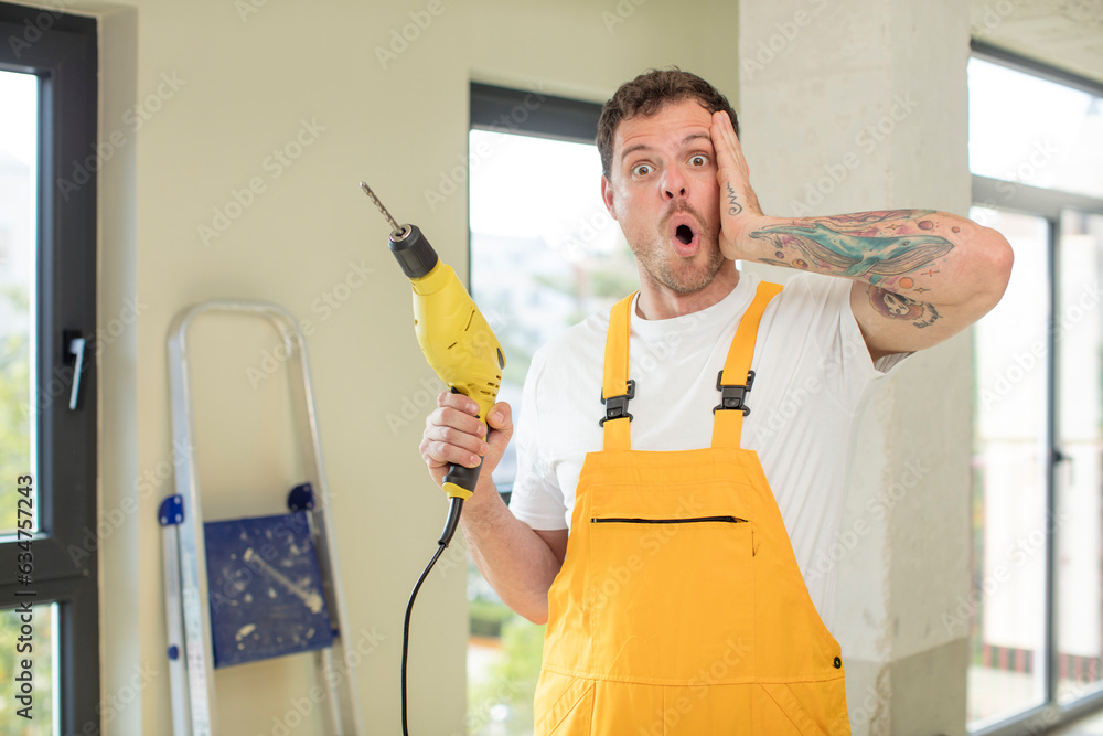feeling extremely shocked and surprised handyman concept feeling extremely shocked and surprised handyman concept