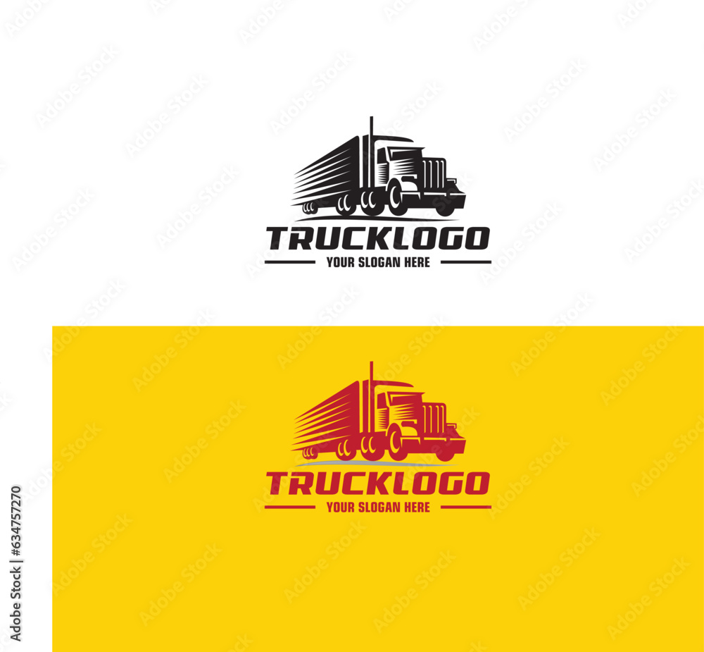 logo with truck on white background, monochrome style and colorful Truck logo