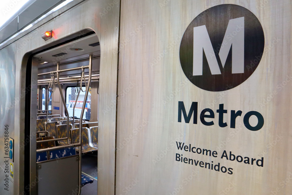 Los Angeles, California view of Metro Rail Train, the Public Transport