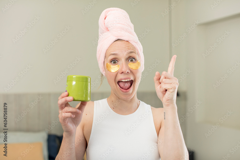 feeling like a happy and excited genius after realizing an idea. beauty treatment concept feeling like a happy and excited genius after realizing an idea. beauty treatment concept