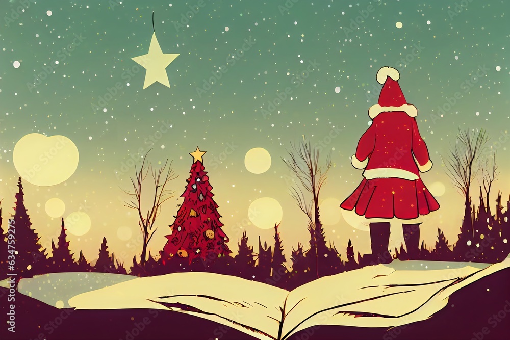 Fototapeta premium Christmas landscape created with AI