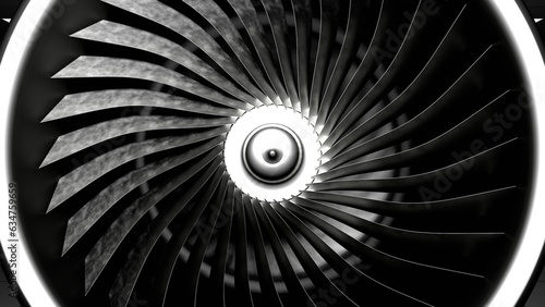 Aircraft turbine. Jet engine. Aviation.	