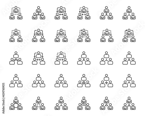 people business delegate icons  line vector ,team , workflow , design elements pictograms wed logo and infographics 