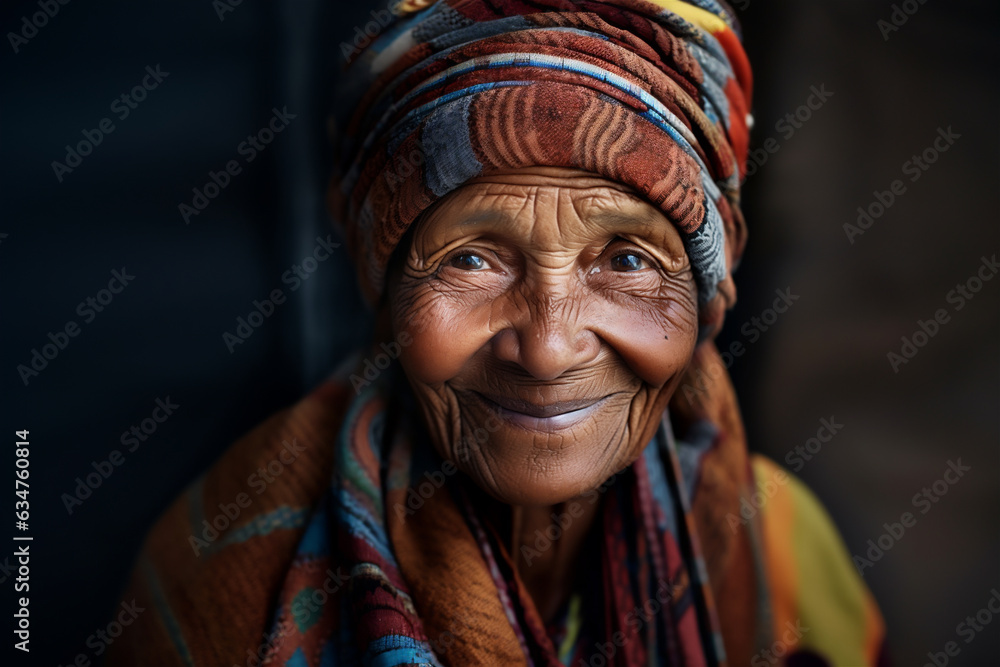 Generative AI, close-up of elderly smiling woman, happiness look Generative AI, close-up of elderly smiling woman, happiness look