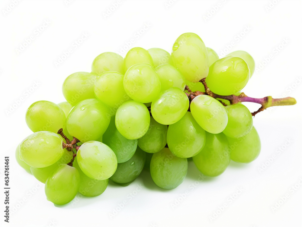 Green grape isolated on white background. 