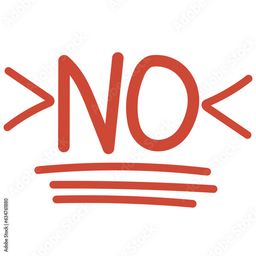 Hand drawn no icon, red sign no disagreement denial symbol