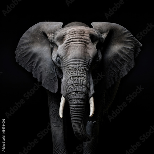 Elephant portrait on black background © Sasint