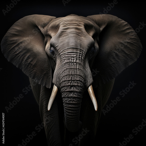 Elephant portrait on black background © Sasint