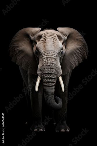 Elephant portrait on black background