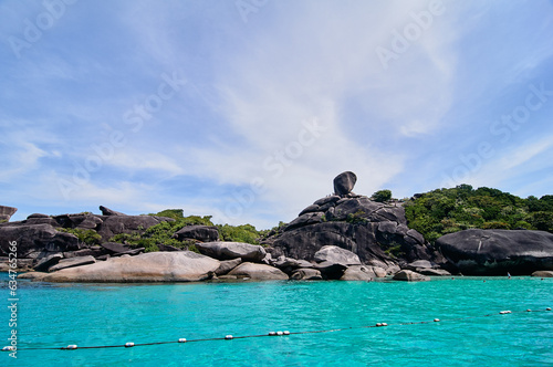 Beautiful landscape with rocks, cliffs, tropical beach. Similan, Thailand.