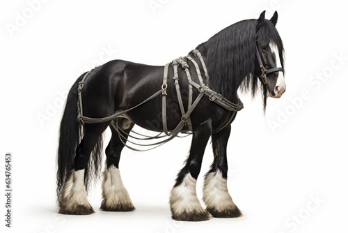 Illustration of a shire horse / working horse farm animal cut out and isolated on a white background... photo