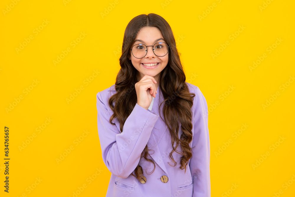 Headshot portrait of teenager child girl isolated on studio background. Childhood lifestyle concept. Mock up copy space. Headshot portrait of teenager child girl isolated on studio background. Childhood lifestyle concept. Mock up copy space.
