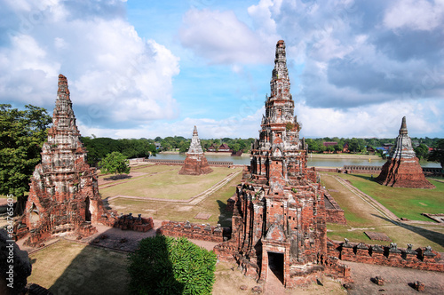 Wat chaiwattanaram in Ayuthaya, old temple and heritage pagoda in Thailand photo